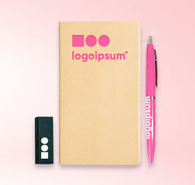Cuaderno y bolígrafo de oficina personalizados